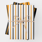 Elegantes Schwarz-Orange-Streifen-Muster Geschenkpapier Set (Beispiel)