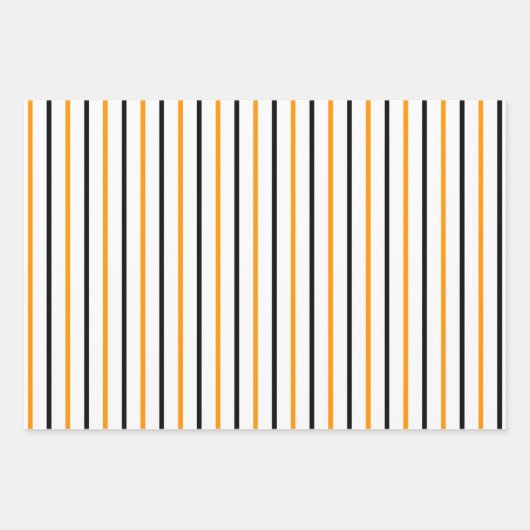 Elegantes Schwarz-Orange-Streifen-Muster Geschenkpapier Set (Vorderseite)