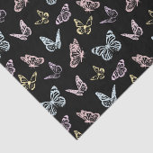 Elegantes Schwarz-Pastel-Rainbow-Schmetterlingsmus Seidenpapier (Ausschnitt)