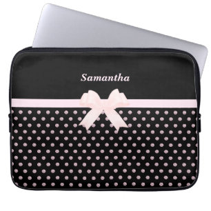 Elegantes Schwarz & Pink Diamanten Laptop Laptopschutzhülle