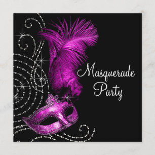 Elegantes Schwarz-Pink-Masquerade-Party Einladung