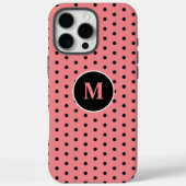 Elegantes Schwarz-Pink-Polka-Dot-Monogramm Case-Mate iPhone Hülle (Rückseite)