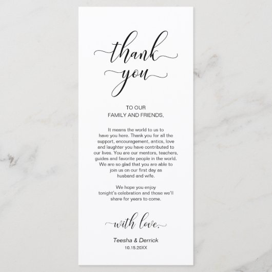 Elegantes Schwarz, Platzieren Einstellung Dankesch Programm (Vorderseite)