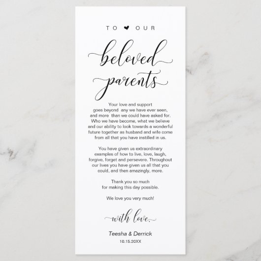 Elegantes Schwarz, Platzieren Einstellung Dankesch Programm (Vorderseite)