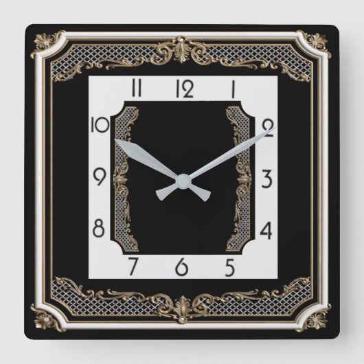 Elegantes Schwarz Quadratische Wanduhr (Vorderseite)