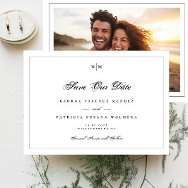 Elegantes Schwarz-Rahmen-Monogramm-Klassisches Fot Save The Date
