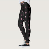 Elegantes Schwarz/Rosa Abstraktes Diamantmuster Leggings (Links)