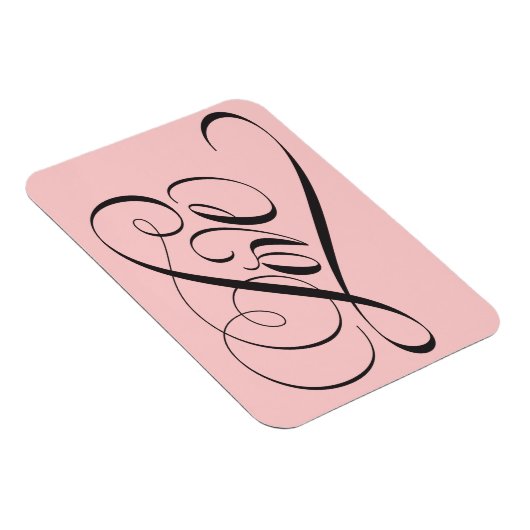 Elegantes Schwarz Rosa Extravagante LIEBE Script L Magnet (Rechte Seite)
