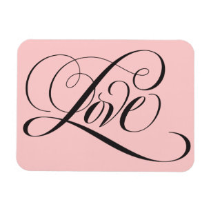Elegantes Schwarz Rosa Extravagante LIEBE Script L Magnet