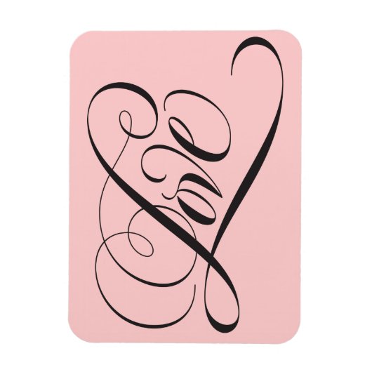 Elegantes Schwarz Rosa Extravagante LIEBE Script L Magnet (Vertikal)