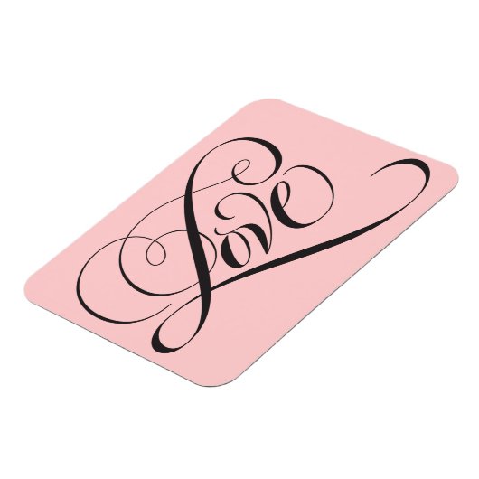 Elegantes Schwarz Rosa Extravagante LIEBE Script L Magnet (Linke Seite)
