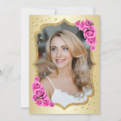 Elegantes Schwarz-Rosa Foto 50. Geburtstag Einladung (Rückseite)