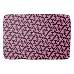 Elegantes Schwarz-Rosa Geometrisches Sternmuster Badematte
