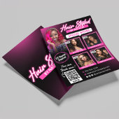 Elegantes Schwarz-Rosa-Haarstylist-Foto Flyer