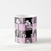 Elegantes, schwarz-rosa kariertes Muster Kaffeetasse (Mittel)