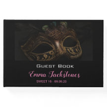 Elegantes Schwarz-Rosa Masquerade Sweet 16