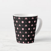 Elegantes Schwarz-Rosa-Muster Milchtasse (Rechte Ecke)
