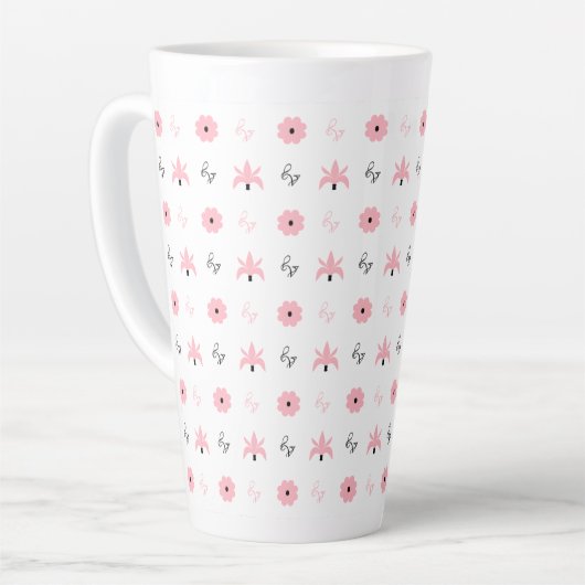 Elegantes Schwarz-Rosa-Muster Milchtasse (Linke Ecke)
