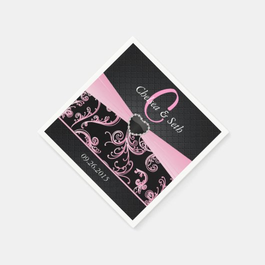 Elegantes Schwarz-Rosa-Muster Serviette (Ecke)