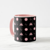 Elegantes Schwarz-Rosa-Muster Tasse (Vorderseite Links)