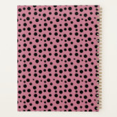 Elegantes Schwarz-Rosa-Pünktchen-Muster Planer (Rückseite)