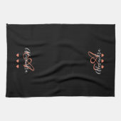 Elegantes Schwarz-Rosa-Script-Name Monogram Geschirrtuch (Horizontal)