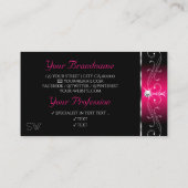 Elegantes Schwarz-Rosa-Verziert-Sparkle-Jewels-Mon Visitenkarte (Rückseite)