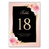 Elegantes Schwarz-Rosa Wasserfarben Tischnummer (Rückseite)