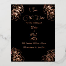 Elegantes Schwarz-Rose-Gold Save the Date