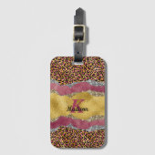 Elegantes Schwarz-Rose-Papiergliterei Gepäckanhänger (Vorderseite Vertikal)