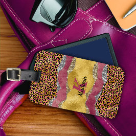 Elegantes Schwarz-Rose-Papiergliterei Gepäckanhänger