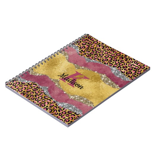 Elegantes Schwarz-Rose-Papiergliterei Notizblock (Linke Seite)