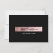 Elegantes Schwarz-Roségold QR-Code-Geschenk-Zertif (Vorderseite)