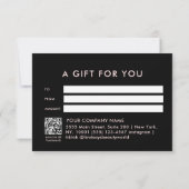 Elegantes Schwarz-Roségold QR-Code-Geschenk-Zertif (Rückseite)