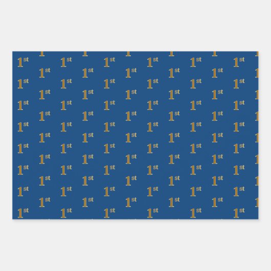 Elegantes Schwarz, Rot, Blau, Imitate Gold 1. Even Geschenkpapier Set (Vorderseite 3)