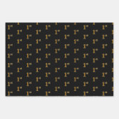 Elegantes Schwarz, Rot, Blau, Imitate Gold 1. Even Geschenkpapier Set (Vorderseite)