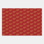 Elegantes Schwarz, Rot, Blau, Imitate Gold 25th Ev Geschenkpapier Set (Vorderseite 2)