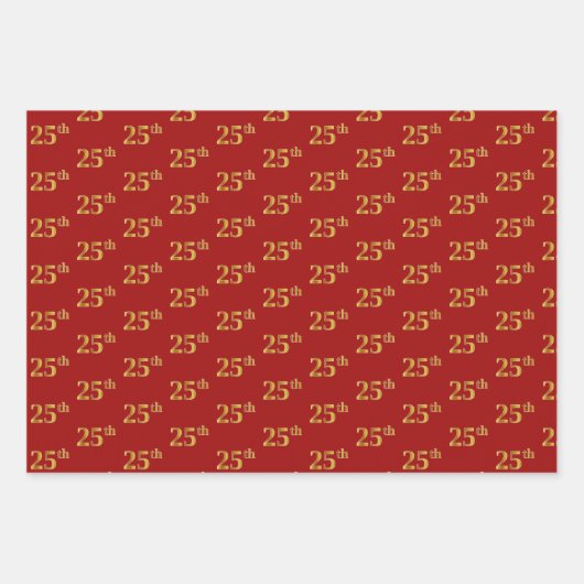 Elegantes Schwarz, Rot, Blau, Imitate Gold 25th Ev Geschenkpapier Set (Vorderseite 2)