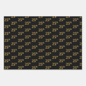 Elegantes Schwarz, Rot, Blau, Imitate Gold 25th Ev Geschenkpapier Set (Vorderseite)