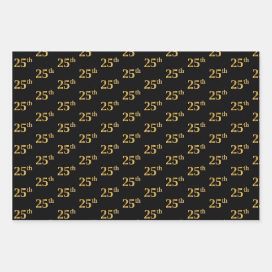 Elegantes Schwarz, Rot, Blau, Imitate Gold 25th Ev Geschenkpapier Set (Vorderseite)