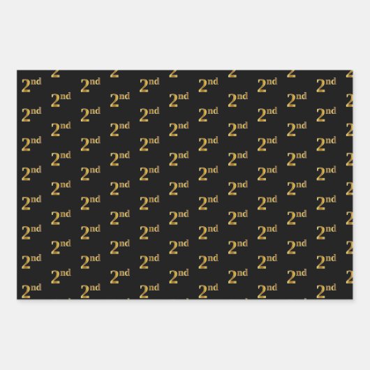 Elegantes Schwarz, Rot, Blau, Imitate Gold 2. Even Geschenkpapier Set (Vorderseite)