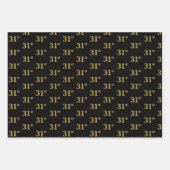 Elegantes Schwarz, Rot, Blau, Imitate Gold 31. Eve Geschenkpapier Set (Vorderseite)