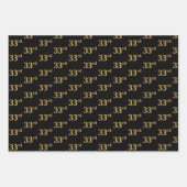 Elegantes Schwarz, Rot, Blau, Imitate Gold 33. Eve Geschenkpapier Set (Vorderseite)