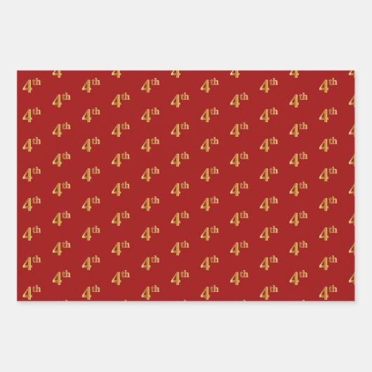 Elegantes Schwarz, Rot, Blau, Imitate Gold 4. Even Geschenkpapier Set (Vorderseite 2)