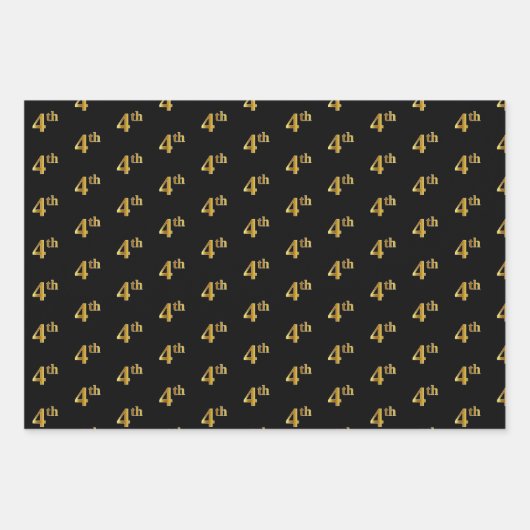 Elegantes Schwarz, Rot, Blau, Imitate Gold 4. Even Geschenkpapier Set (Vorderseite)