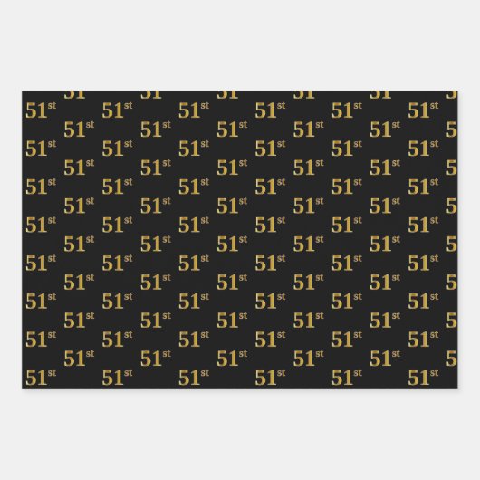 Elegantes Schwarz, Rot, Blau, Imitate Gold 51. Eve Geschenkpapier Set (Vorderseite)