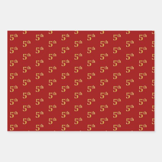 Elegantes Schwarz, Rot, Blau, Imitate Gold 5. Even Geschenkpapier Set (Vorderseite 2)