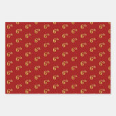 Elegantes Schwarz, Rot, Blau, Imitate Gold 6. Even Geschenkpapier Set (Vorderseite 2)