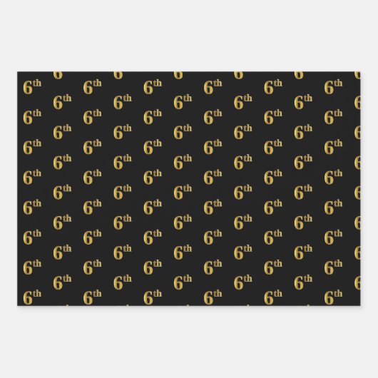 Elegantes Schwarz, Rot, Blau, Imitate Gold 6. Even Geschenkpapier Set (Vorderseite)