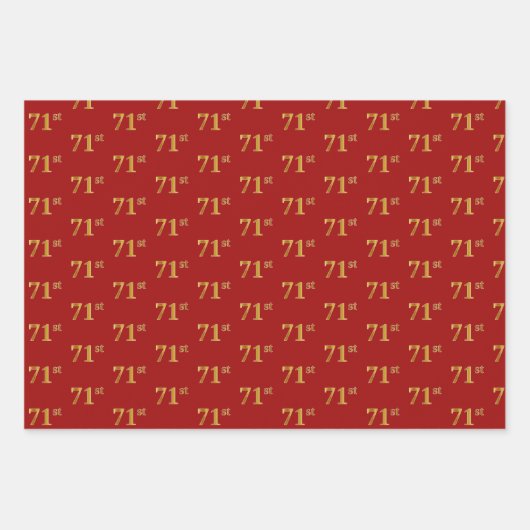 Elegantes Schwarz, Rot, Blau, Imitate Gold 71. Eve Geschenkpapier Set (Vorderseite 2)